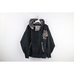 Vintage Y2K Mathews Solocam Mens Medium Distressed Spell Out Camouflage Hoodie